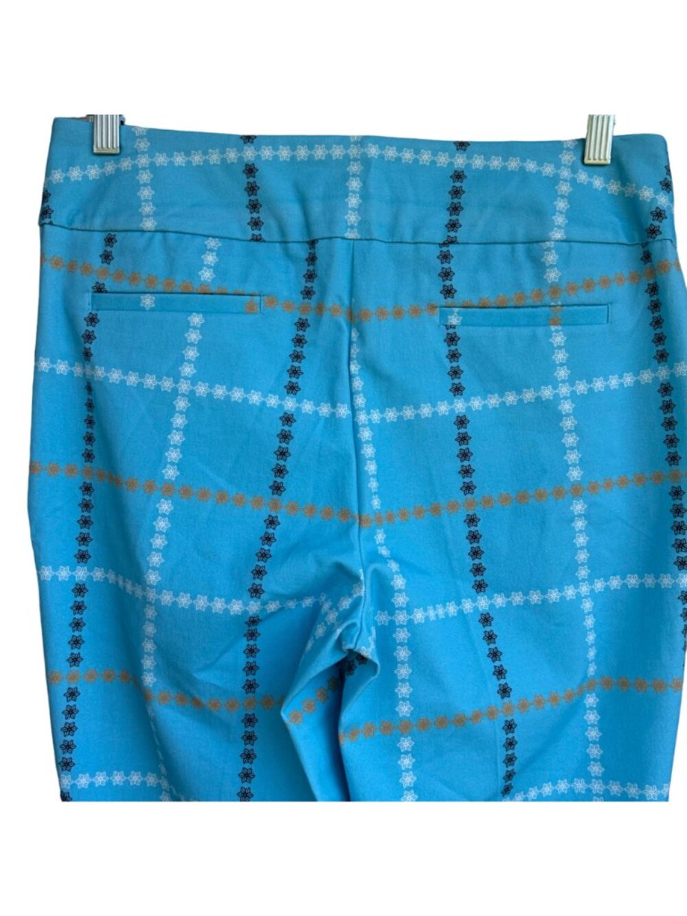 Inspired Style Ankle Pants Aqua Blue Check Size 10 Pockets Cotton Blend $124 NEW - Picture 8 of 16